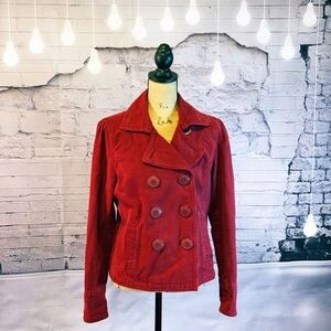 American Eagle Outfitters Red and Pink Striped Shirt